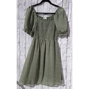 Hayden Los Angeles Women's Smocked Bodice Dress Puffed Sleeves Cottage Core M